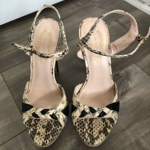 Elie Tahari snake skin sling back heels